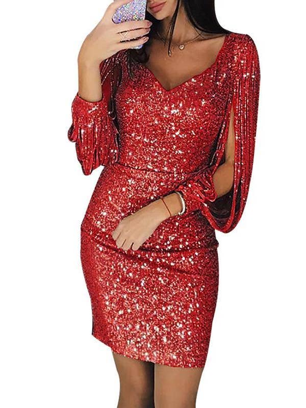MB Fashion Wholesale - Wholesale Dress - Women's - MB FASHION SEQUIN TASSEL PARTY DRESS 1901