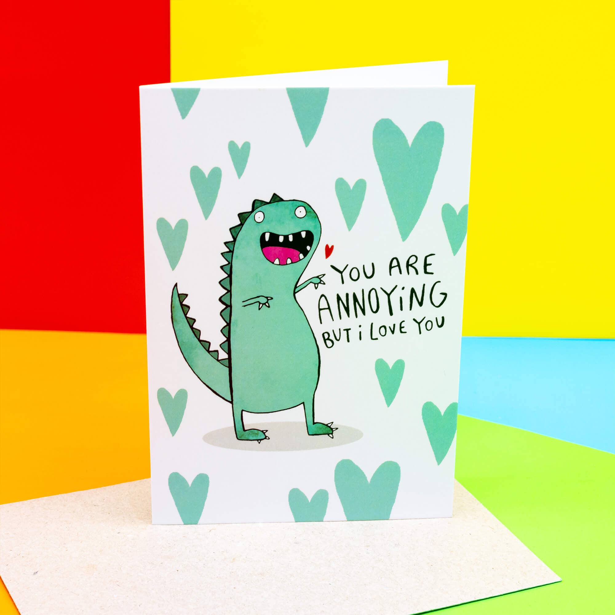 Katie Abey - Wholesale Love Card - Annoying Dinosaur A6 Greeting Card2