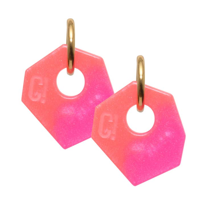 Aros de epoxi hechos a mano en rosa y naranja para venta al por mayor de Color Manifesto