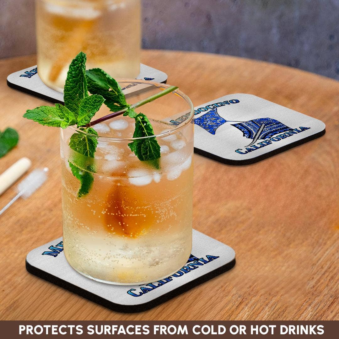 3dRose - Wholesale Coasters - 3dRose, Blue tribal stingray for any vacation to Mendocino, California, Coaster9