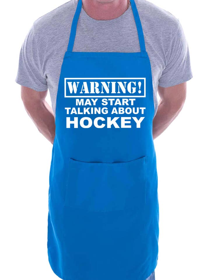 Advarsel kan tale om hockey Funny BBQ Nyhed Madlavning Forklæde for engroshandel hos Print4U