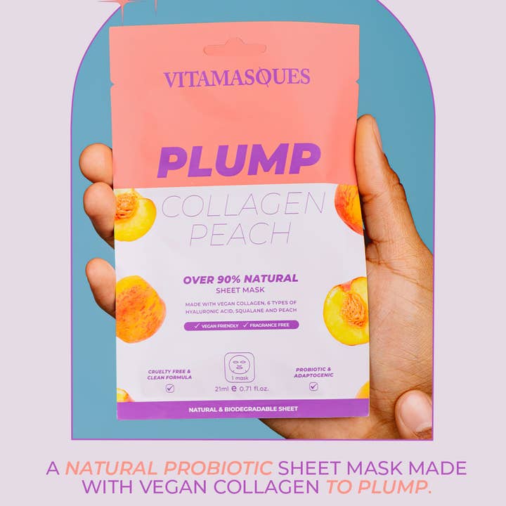 Plump Collagen Peach Face Sheet Mask for wholesale by Vitamasques US