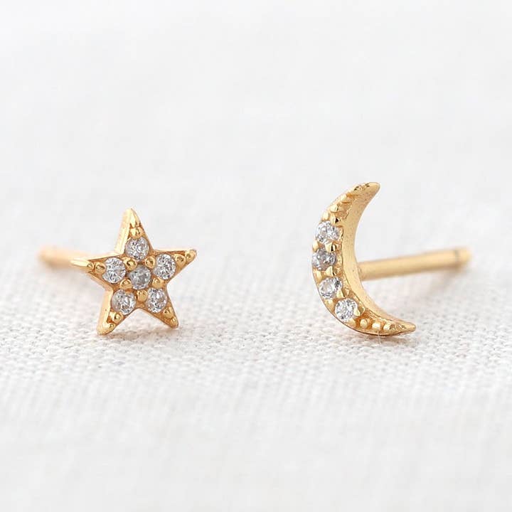 Pendientes de Estrella y Luna con Cristales para venta al por mayor de Kris Nations