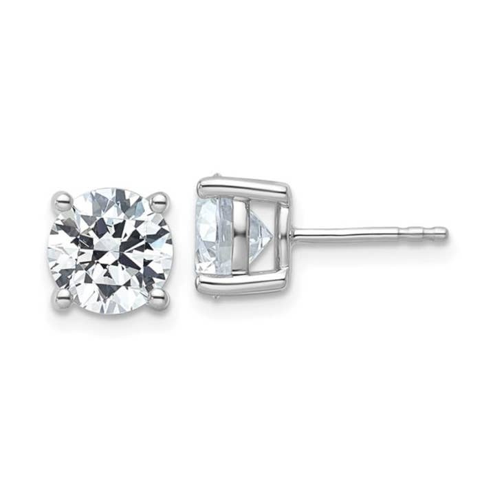 Fine Diamond - Wholesale Stud/Post Earrings - Certified Lab Grown Diamond Earrings for Women and Men in 14K White Gold Diamond Stud Earrings 4 Carat VS+ Clarity, F+ Round Shaped Studs Lab Grown Jewelry Gift0