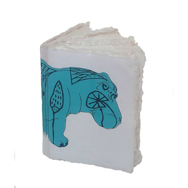 Epigram - Wholesale Notebook - Mini parchment paper notebook with blue hippopotamus pattern Egypt1