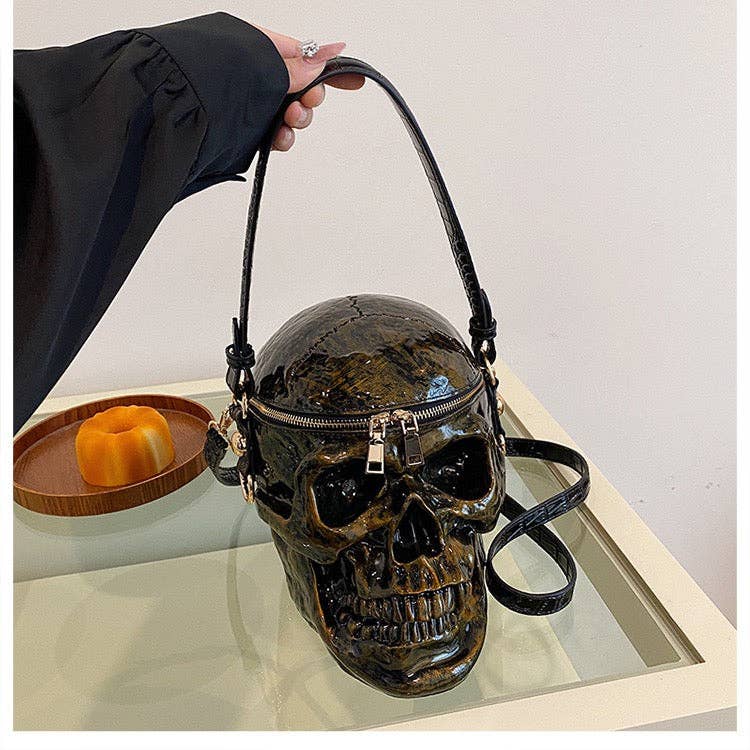 MB Fashion Wholesale - Wholesale Crossbody Bag - Women's - EVERY FASHION 3D Skull Crossbody Bag with Glossy Finish and Dual Zipper Closure18