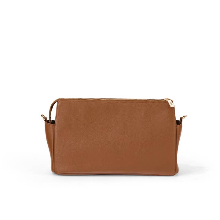 OiOi - Wholesale Pram cover/accessory - Multitasker Pram Caddy 2.0- Chestnut Brown Vegan Leather 6