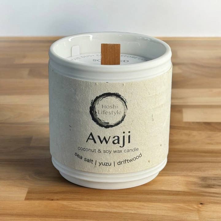 Awaji Hand Poured Candle - 8oz Ceramic Jar for wholesale by Hoshi Lifestyle