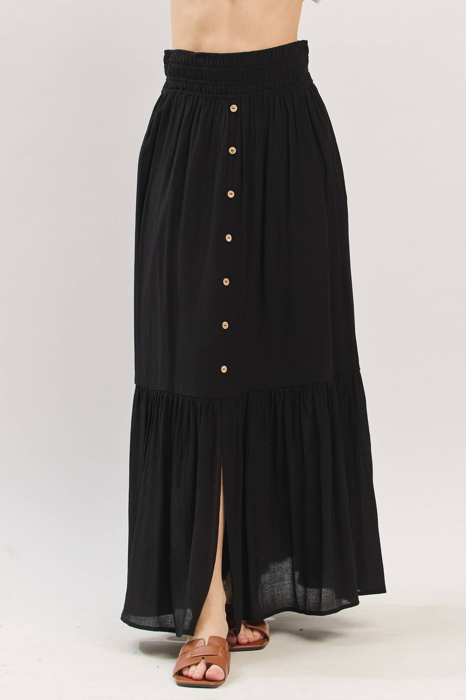 Final Touch - Wholesale Skirt - Women's - Tiered Center Slit Maxi Skirt - VS3399A11