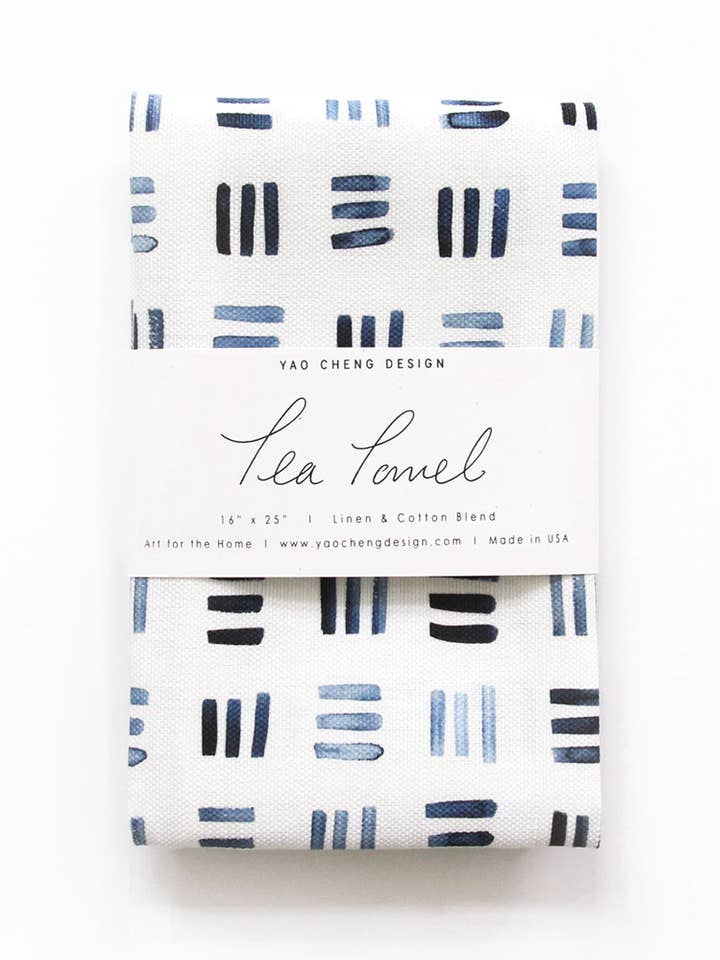 Indigo Hash Tea Towel for wholesale by Yao Cheng Design