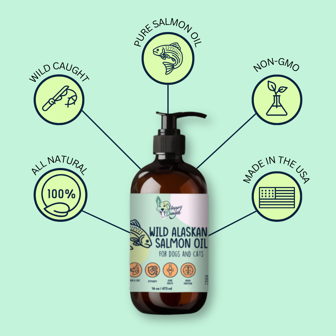 Happy Dingos - Wholesale Pet Supplement - Cat/Dog - Wild Alaskan Salmon Oil - 16oz Pump Bottle 1
