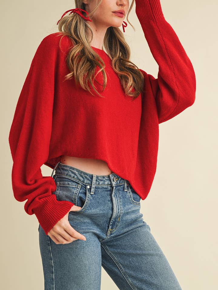 &MERCI - Wholesale Knit Sweater - Women's - ASYMMETRICAL HEM SWEATER MSW109644