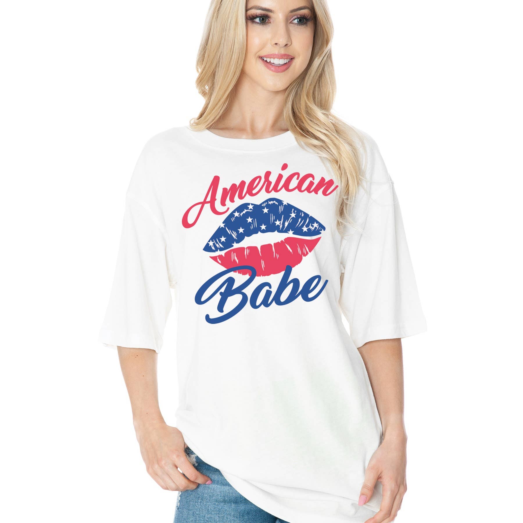 Amused by Blue - Wholesale Screen Printed T-Shirt - Women's - Unisex  oversized - AMERICAN BABE3