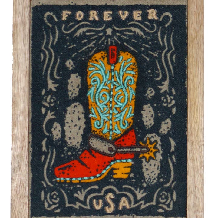 Set aus 2 Westernstiefel Rodeo Bestickte Wandkunst 6X8 für den Großhandel von Karma Living