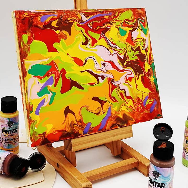 Pintar Art Supply – Großhandel Acrylfarbe – Pintar Art Supply Acryl Pouring Farben, Set mit 20 Farben | Fließfähige, leicht zu gießende Acrylfarbe | Vorgefertigte, wasserbasierte Bastelfarbe, 60 ml Flaschen, Vielfalt aus 20 Farben5