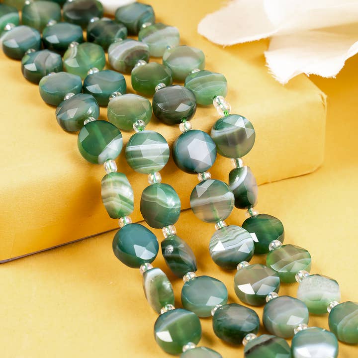 Heishi Disc Beads | Green Sulemani | Flat Crystal Beads for wholesale by Soothing Crystals Beads