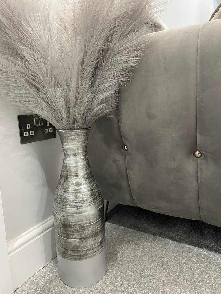 Silver & black bottle handmade bamboo tall vase 47cm floor vase or table vase for wholesale by Marissa's Gifts