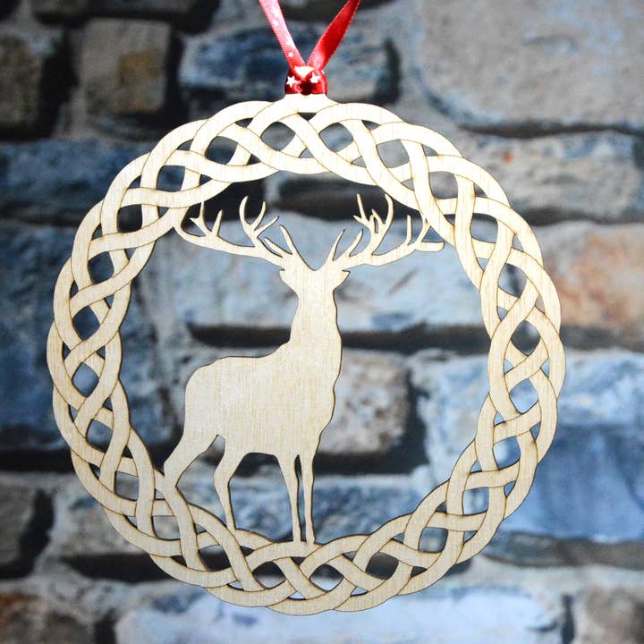 Celtic Wreath With Stag, Christmas decoration for wholesale by Tawny Barn