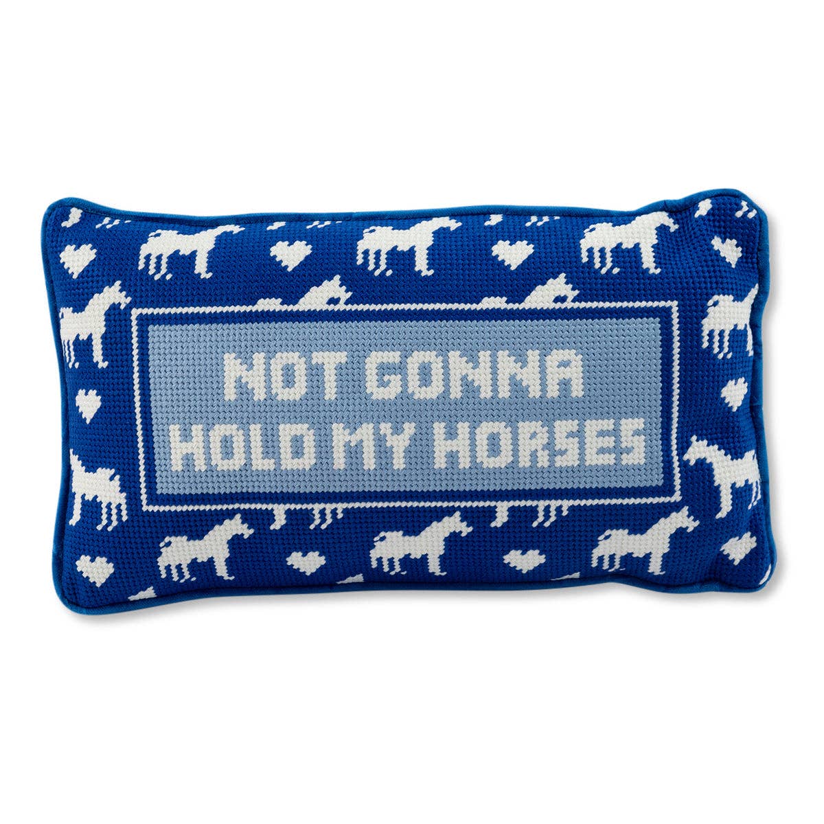 Furbish Studio - Wholesale Throw/Decorative Pillow - Hold My Horses Needlepoint Pillow1