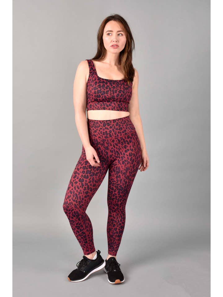 Wear Love More LLC - Wholesale Activewear Set - Women's - Brigitte Recycled Luxe Longline Bra in Red Velvet Leopard