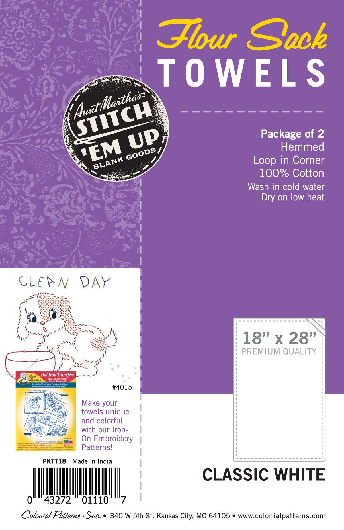 Colonial Patterns, Inc. – wholesale Kökshandduk – Moster Martha's® 18x28 mjöl säck kökshanddukar Premium kvalitet1