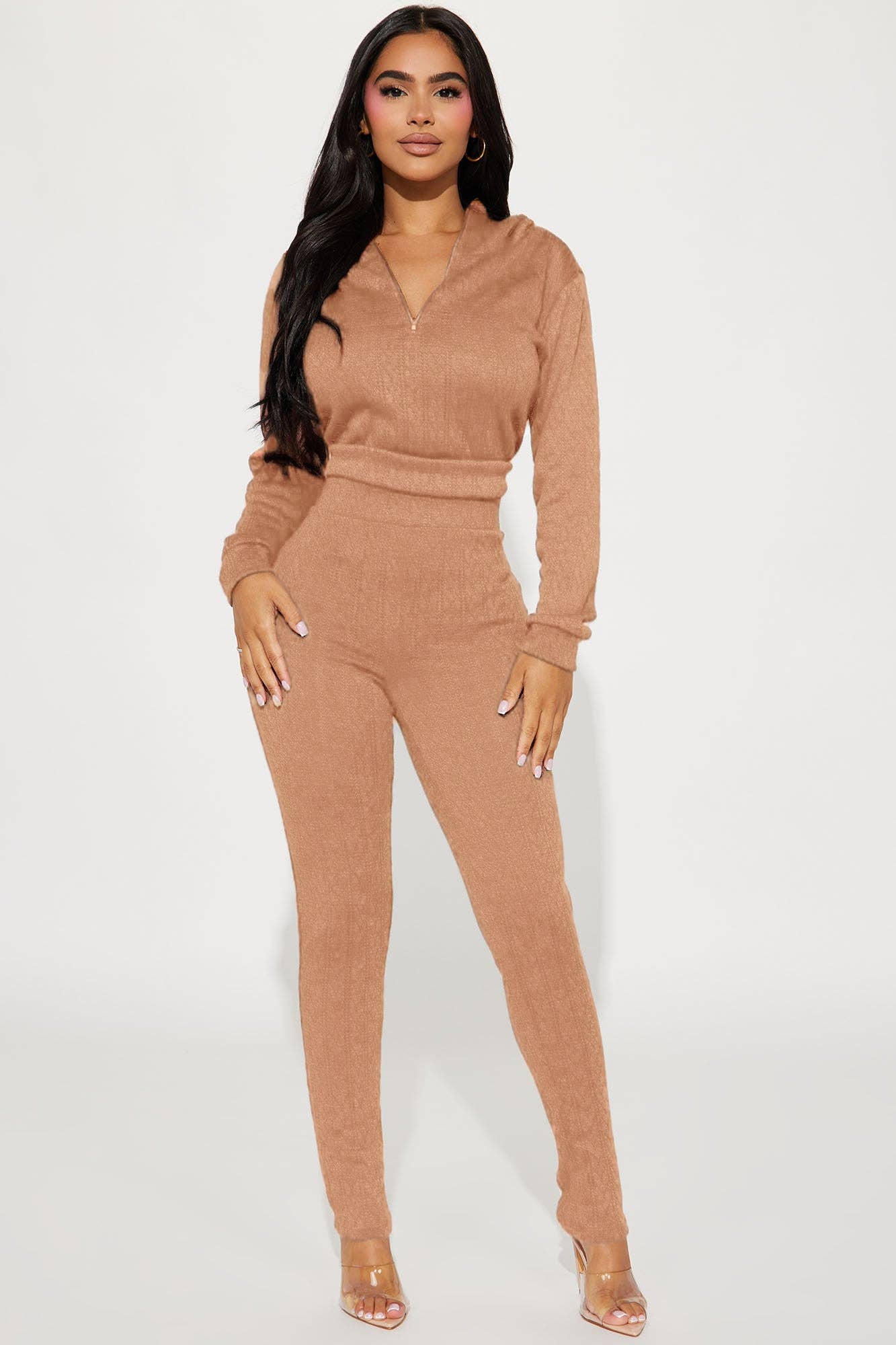 5besties inc - Wholesale Top & Pant Set (NOT Loungewear) - Women's - JAQUARD KNIT HOODIES AND SKINNY PANTS SET4