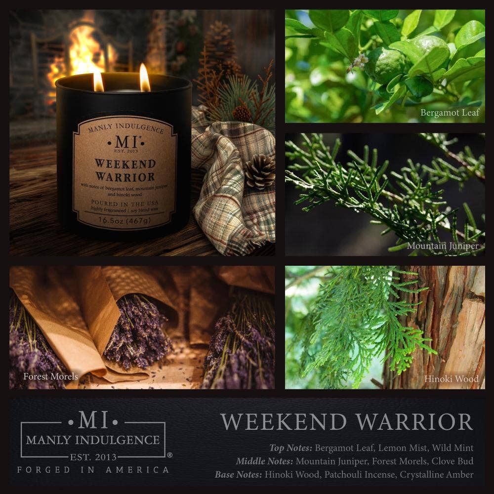 MVP Group International INC - Wholesale Jar/Filled Candle - Weekend Warrior 2-Wick Scented Candle, Soy Blend Wax, 16.5oz2