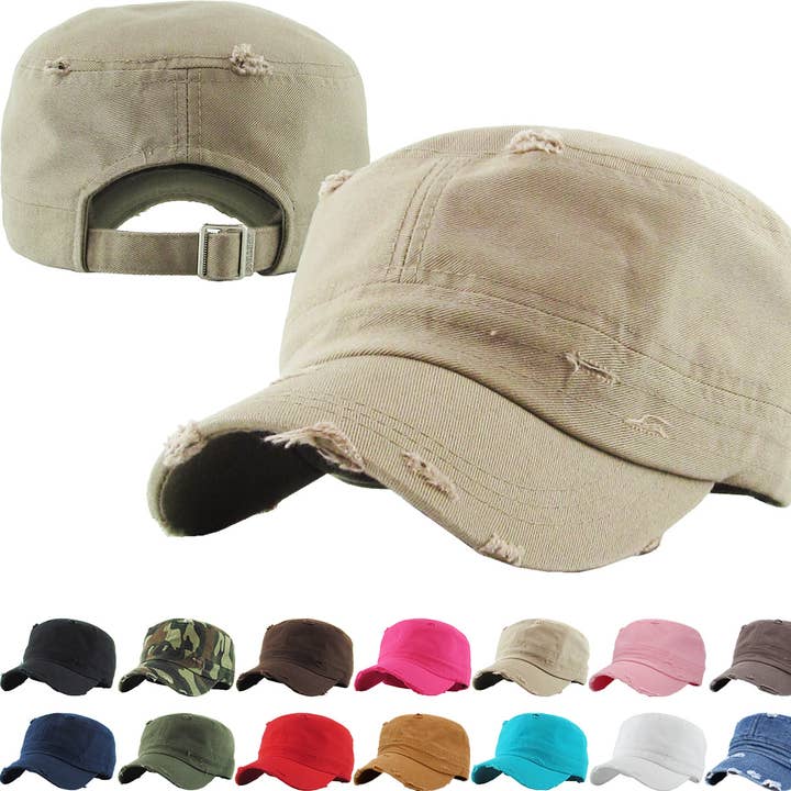 KBETHOS - Wholesale Baseball Cap - Men's - Distressed Army Cap (Adjustable)