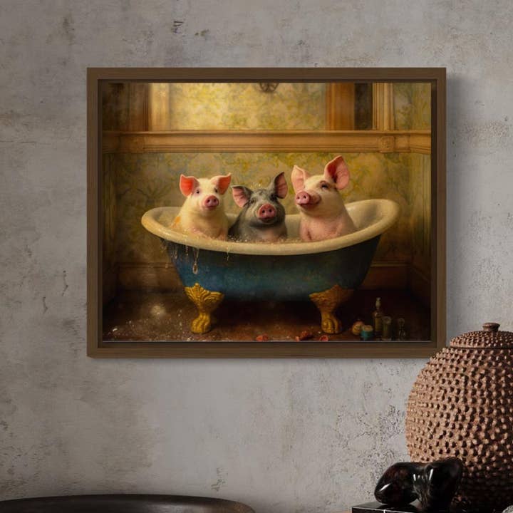 Salty Alyce - Wholesale Bathroom Sign - Pigs in the Bathtub Wall Decor AXS39