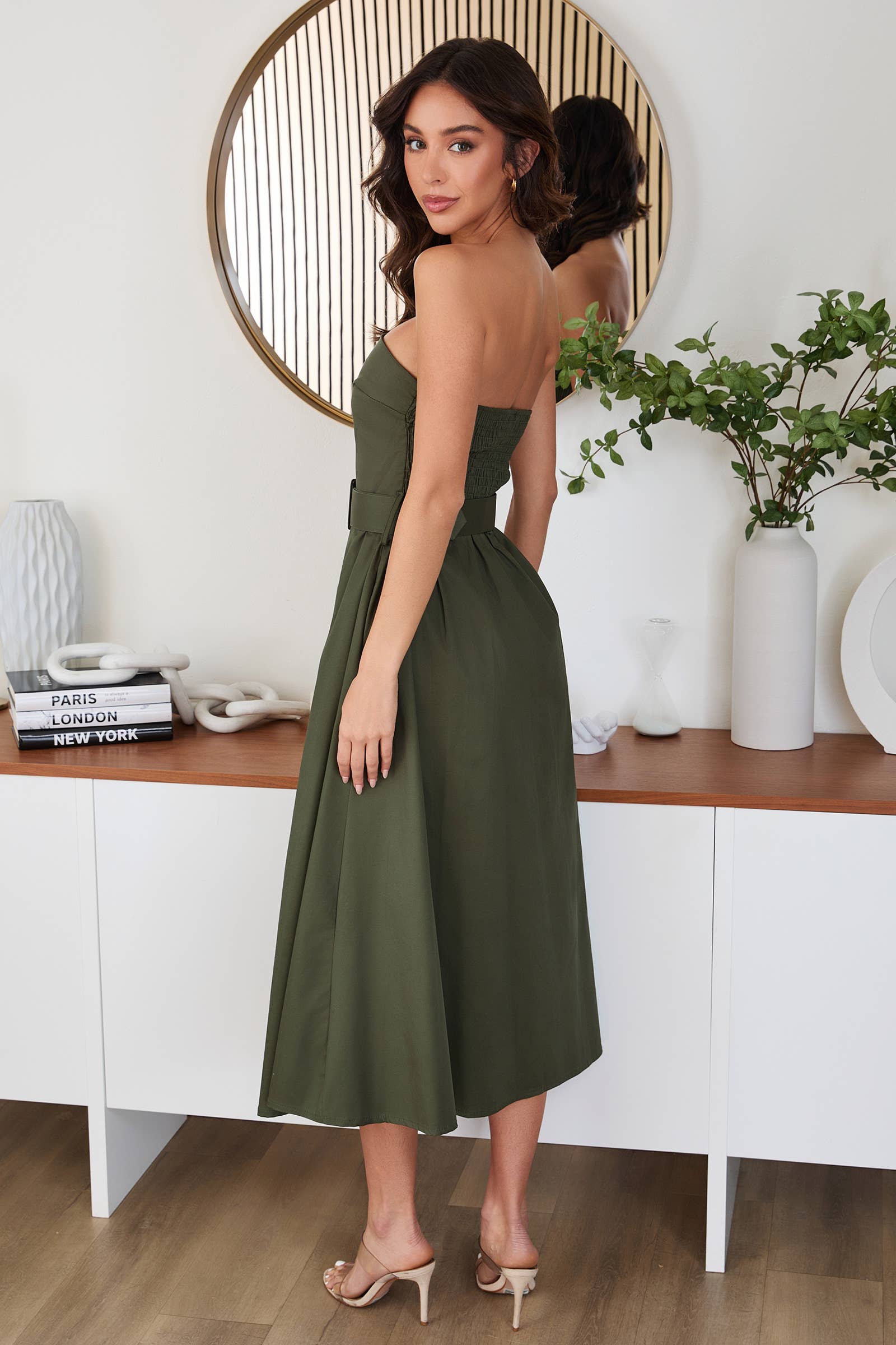 MILIO MILANO - Wholesale Dress - Women's - STRAPLESS MIDI DRESS WITH BELT (700750/6411)12