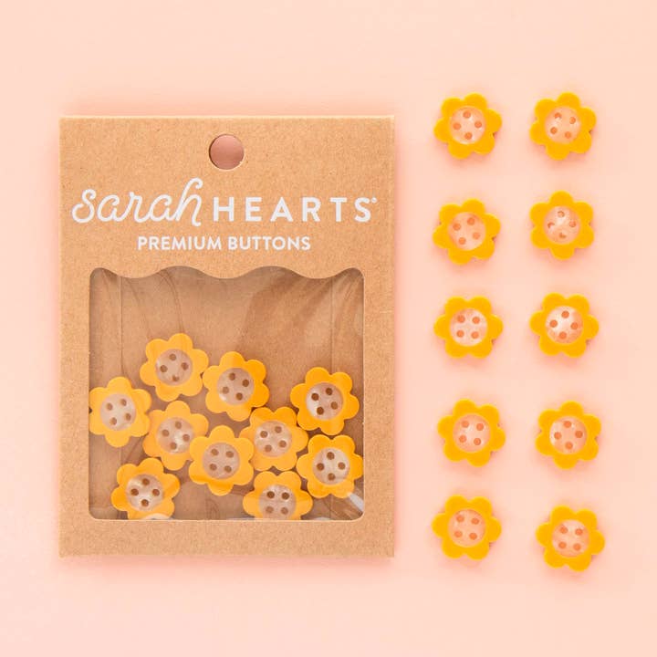 Yellow Daisy Small 5/8" Buttons for wholesale by Sarah Hearts