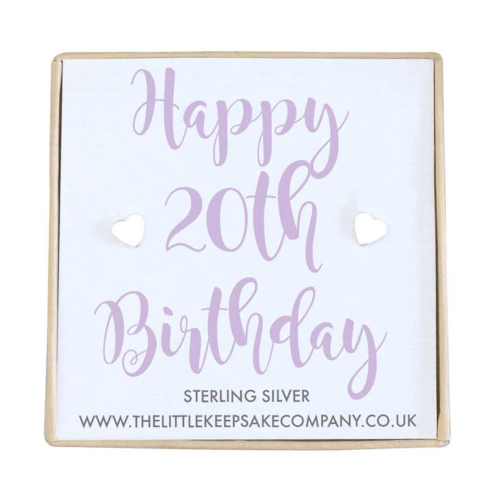 Brincos Orçamento em Prata de Lei - Feliz 20º Aniversário por atacado de The Little Keepsake Company