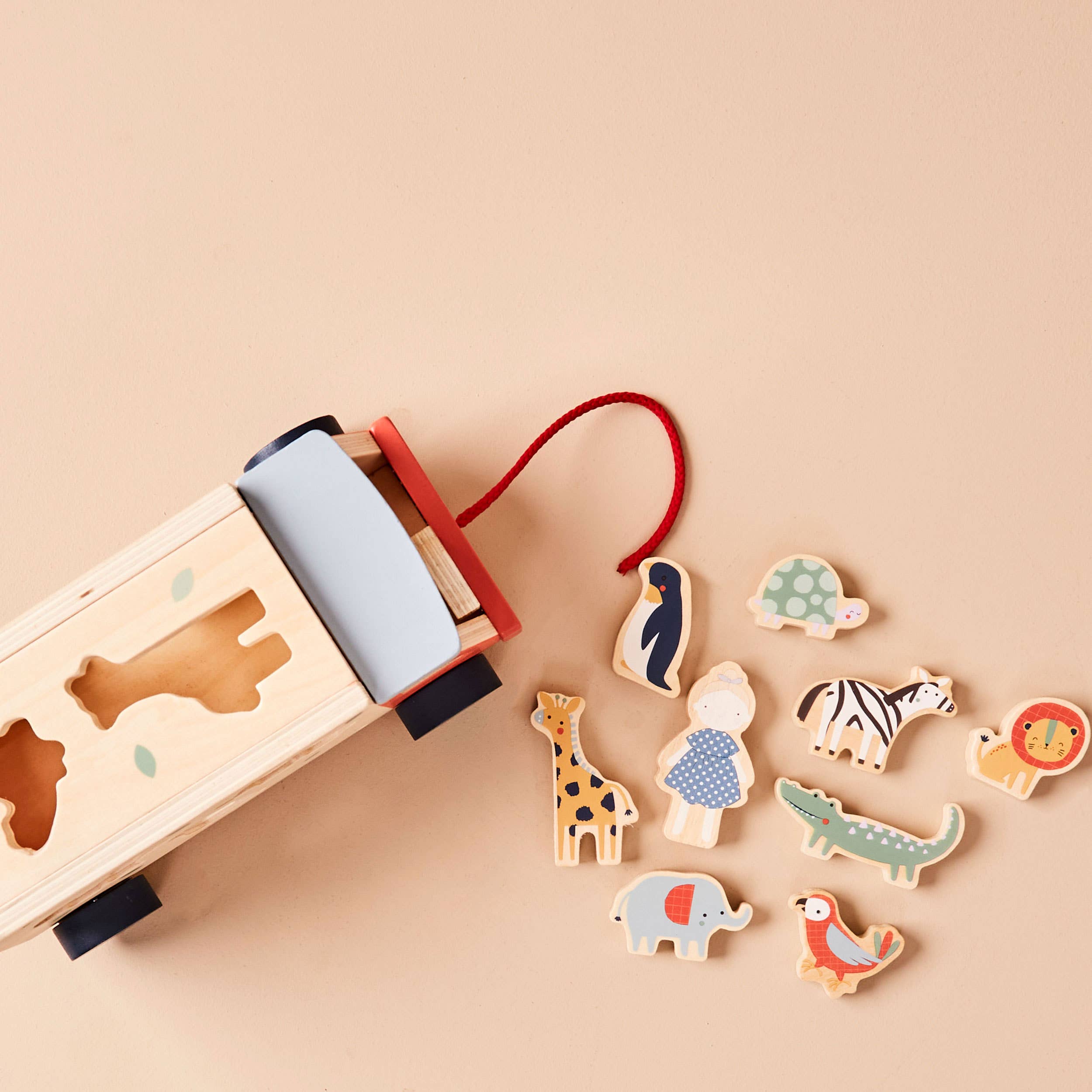 Just Bee Kids - Vendita all'ingrosso Giocattolo in legno - Bambini - Giocattolo in legno per bambini Safari Jeep con forme da inserire FSC®2