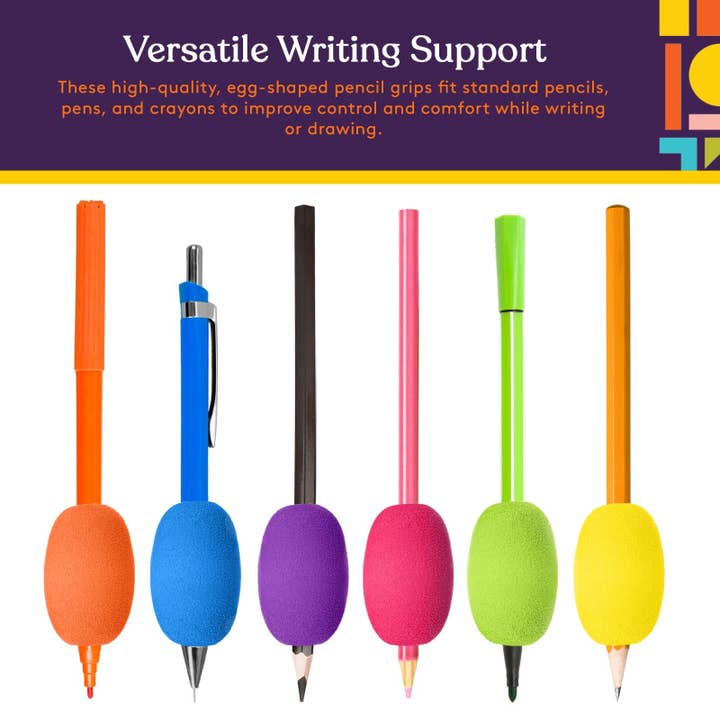 Special Supplies - Wholesale Pencil Holder - Pencil Grips Egg for Kids and Adults (6-Pack) Colorful, Cushioned Holders for Handwriting, Drawing, Coloring | Ergonomic Right or Left-Handed Use