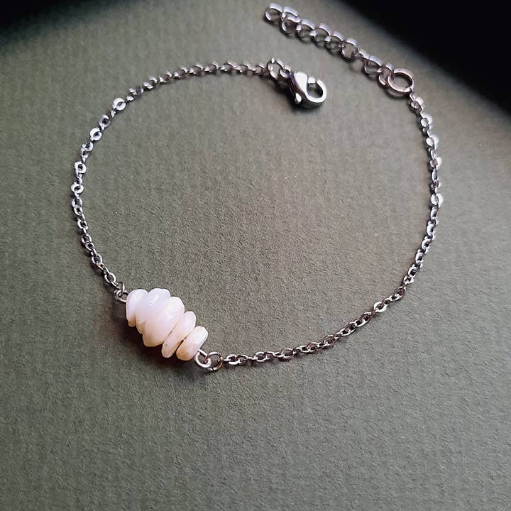 Zilverkleurige armband parelmoer-ivoor voor wholesale door Ni une ni deux