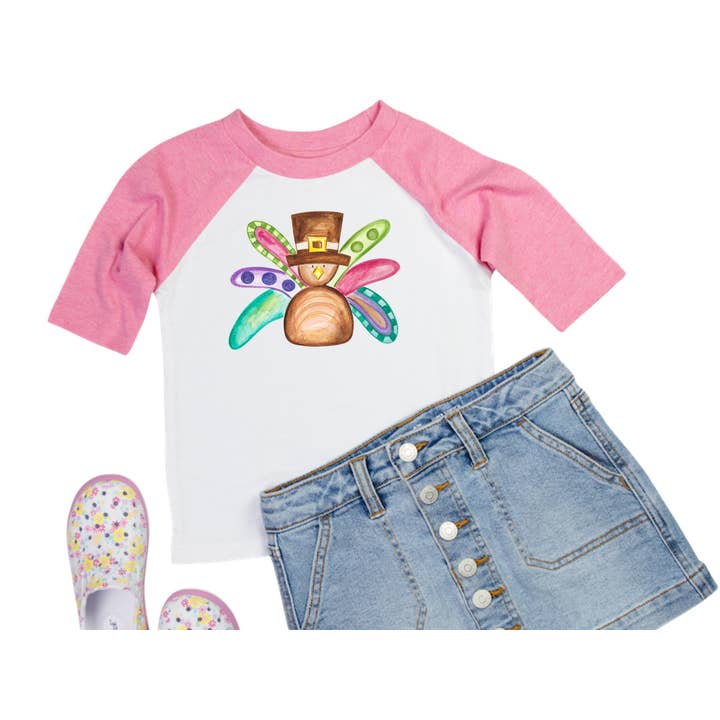 Camicia rosa a tacchino da bambina per il Ringraziamento per la vendita all'ingrosso da parte di Jumpin' Jaks Tees