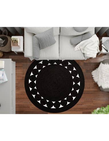 Mani Textile - Wholesale Area Rug - LEYLIM Round Black/White Rug2
