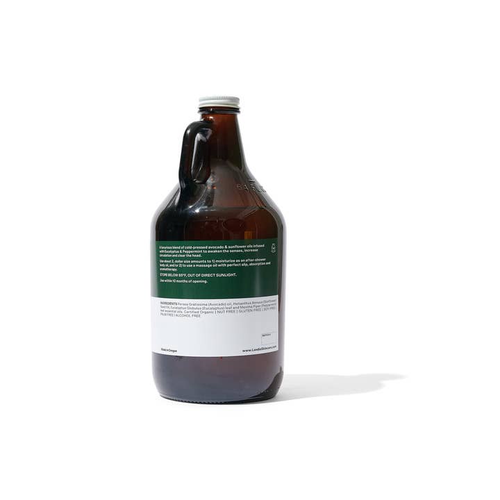 Landia Skincare, LLC – Großhandel Bade-/Körperöl – Peppermint + Eucalyptus Körperöl-Glasflasche, Metalldeckel5