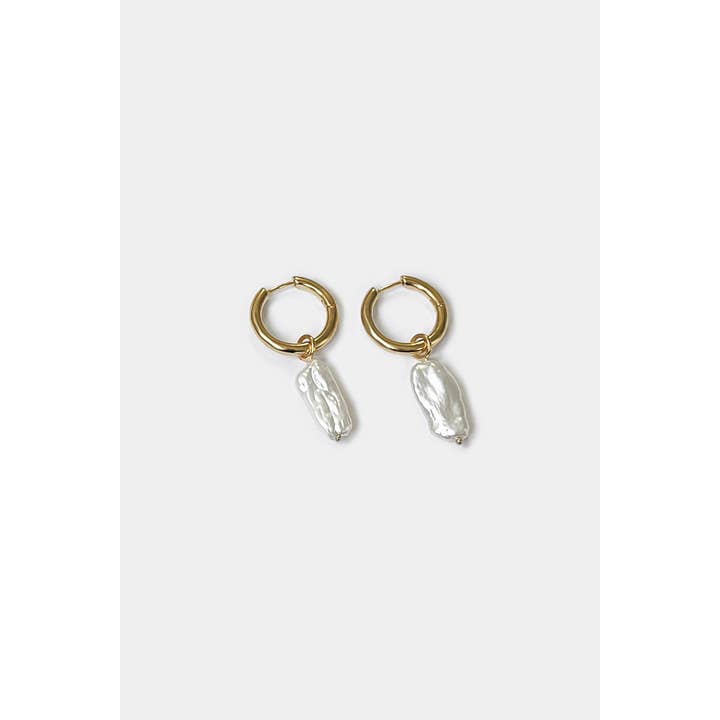 Uma Hoops + Biwa Pearl Charm for wholesale by Kara Yoo