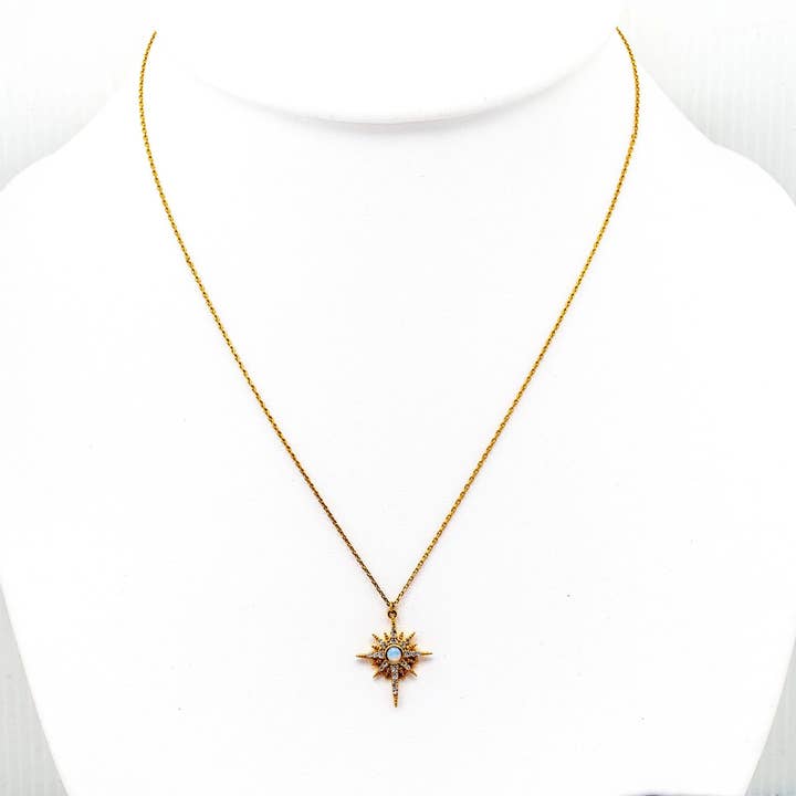 Starburst with Opal Stone Center Necklace for wholesale by Tai Jewelry