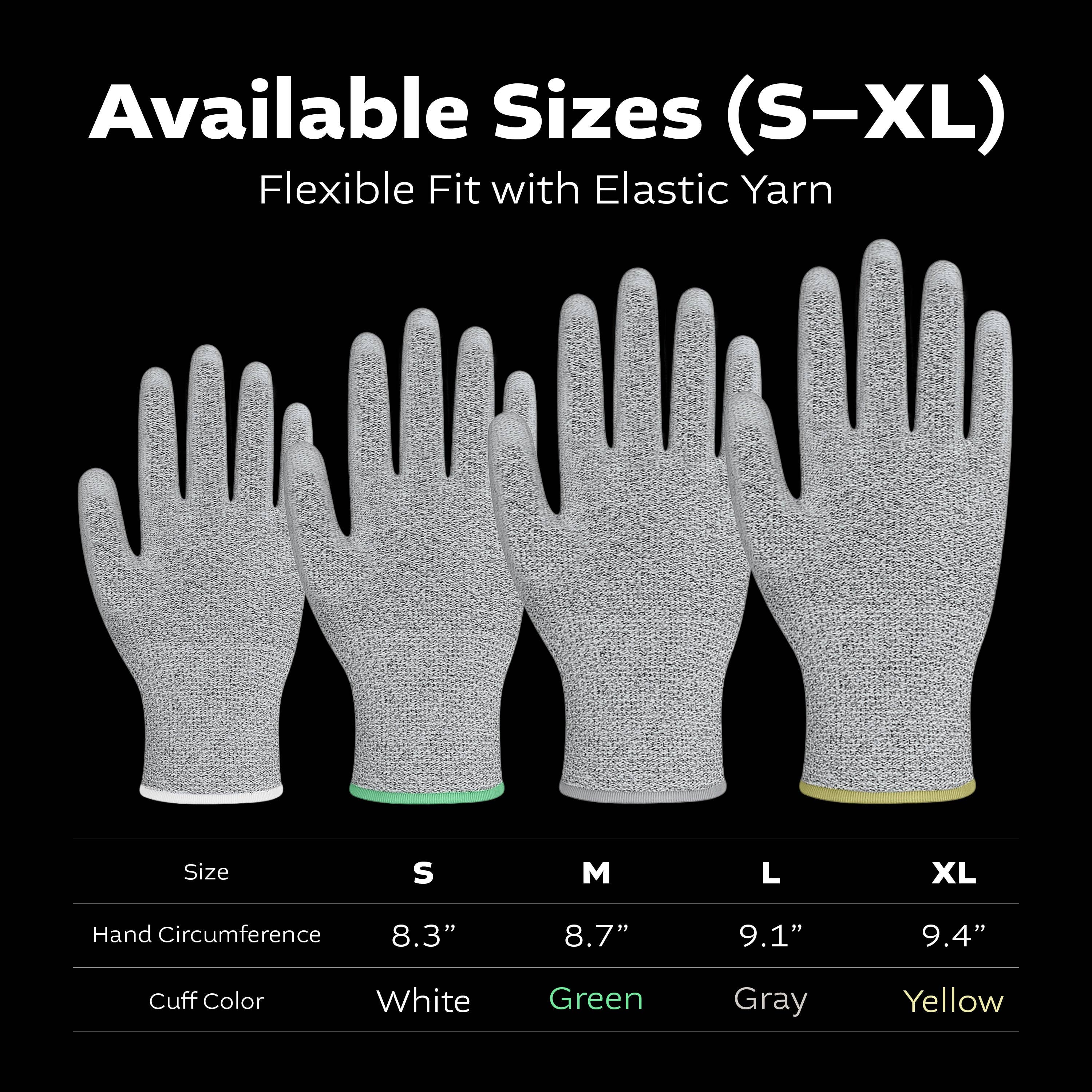 Kproduct4u - Wholesale Gloves - Unisex - Black Melange HPPE Blended Glove - Grey PU Palm coated (4 Sizes), 5ea6