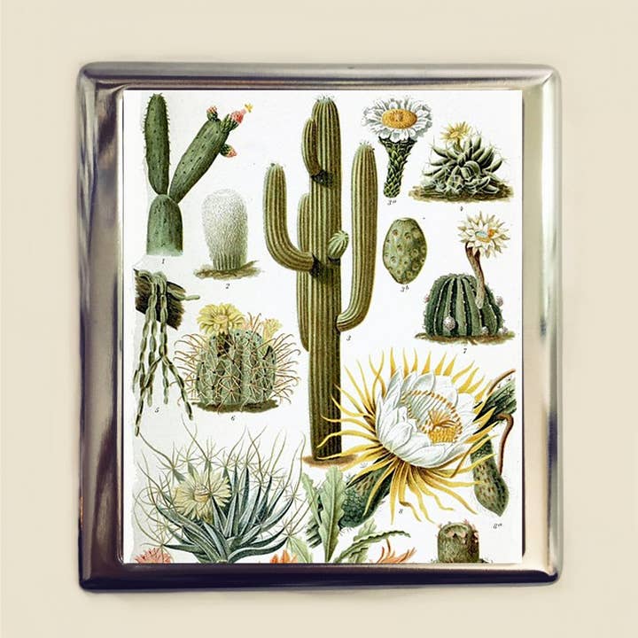 Cactus Business Card ID Holder Wallet Victorian Litho Deser for wholesale by FringePop
