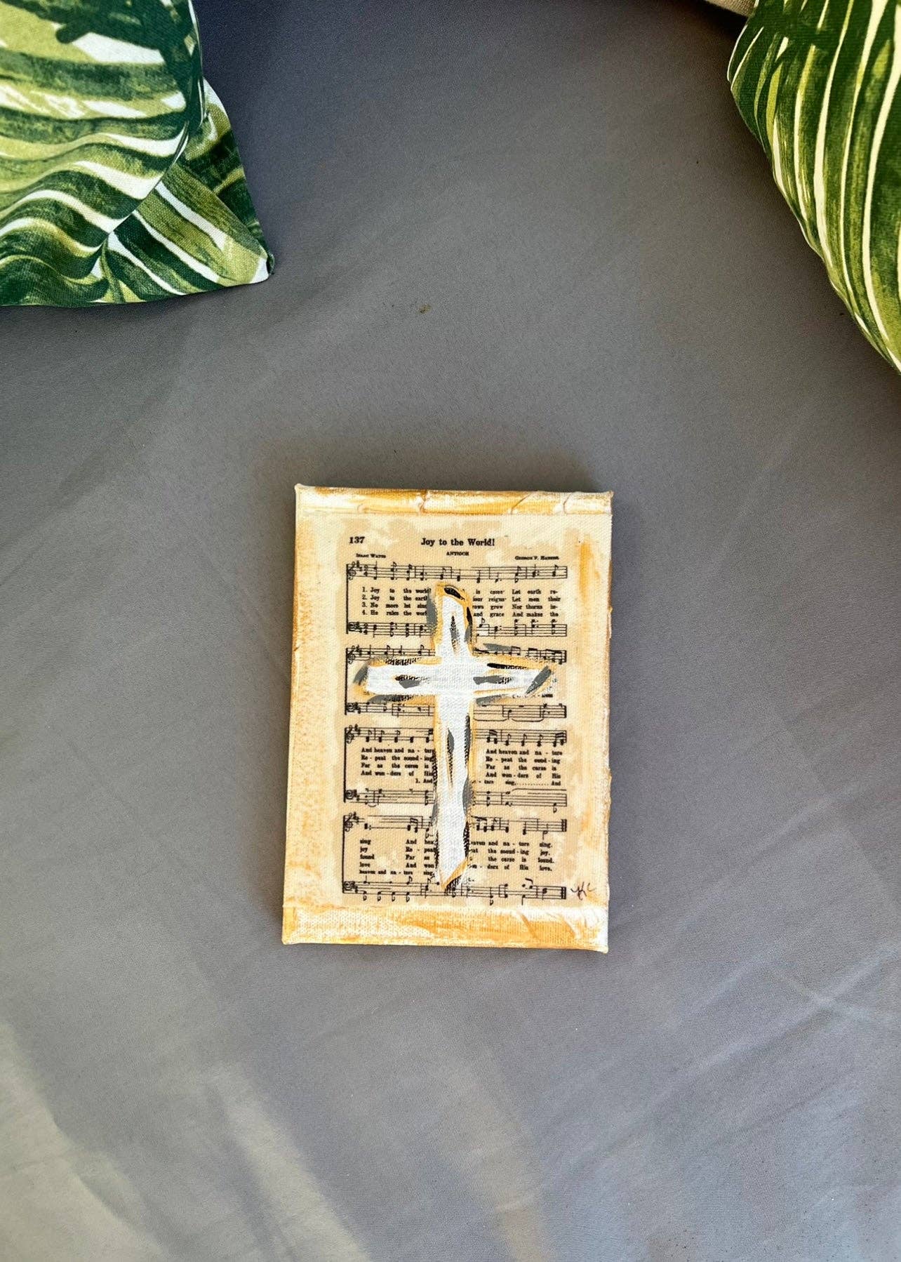 Half-Pint Designs - Venta al por mayor Ilustración - Impresión de cruz pintada a mano sobre lienzo de 5 x 70