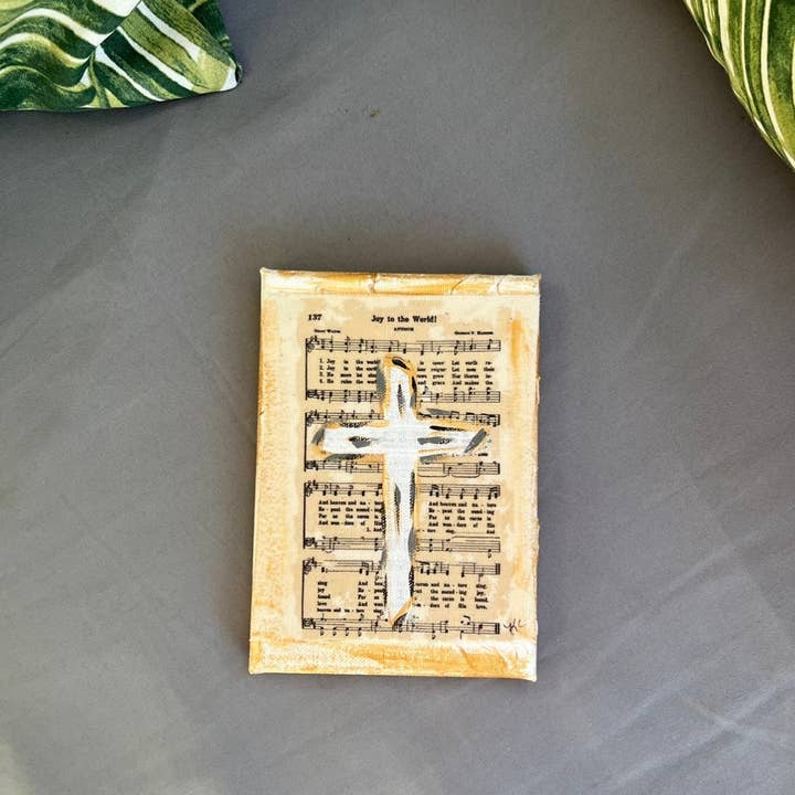 Half-Pint Designs - Venta al por mayor Ilustración - Impresión de cruz pintada a mano sobre lienzo de 5 x 7