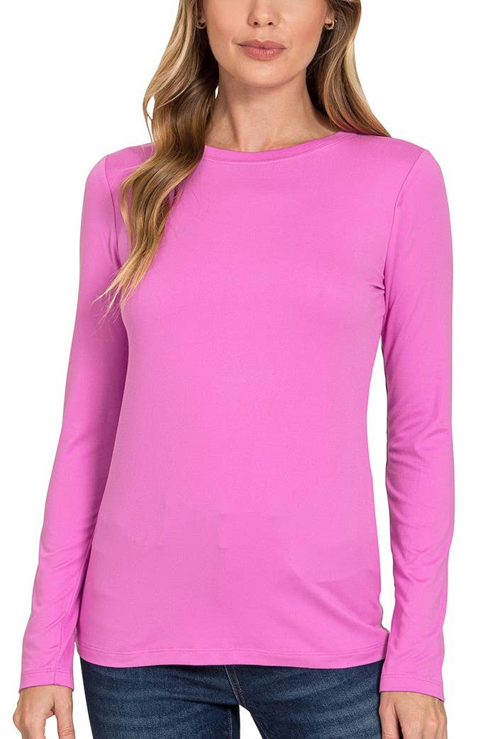 Vanilla Monkey - Wholesale Knit Top - Women's - Brushed Microfiber Long Sleeve Round Neck Tee3