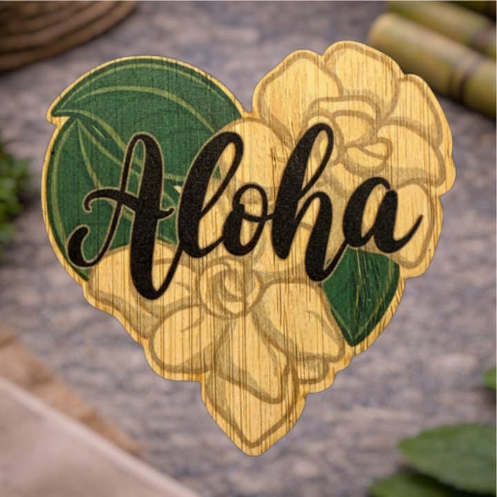 Aloha Garden Heart for wholesale by Bamboo Wood Stickers