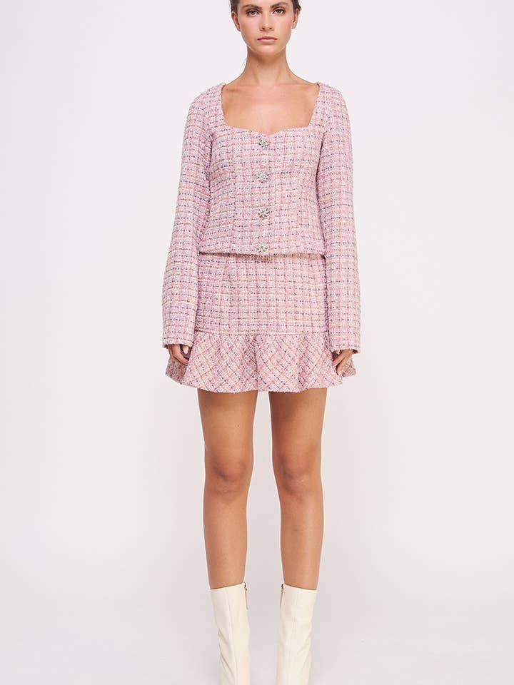 Elegant Tweed Jacket - Pink for wholesale by AIBLEE