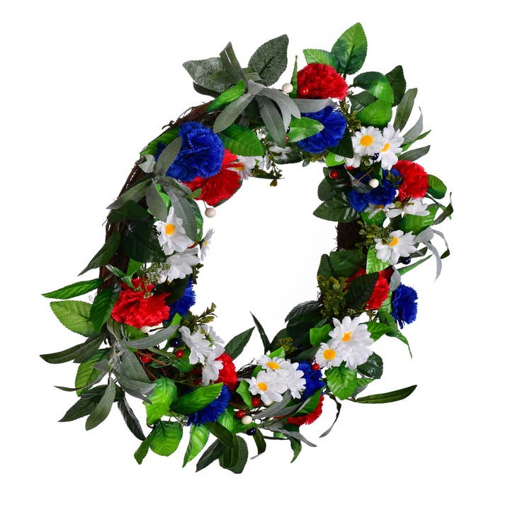 Vickerman 22" Red White Blue Floral Wreath for wholesale on Faire