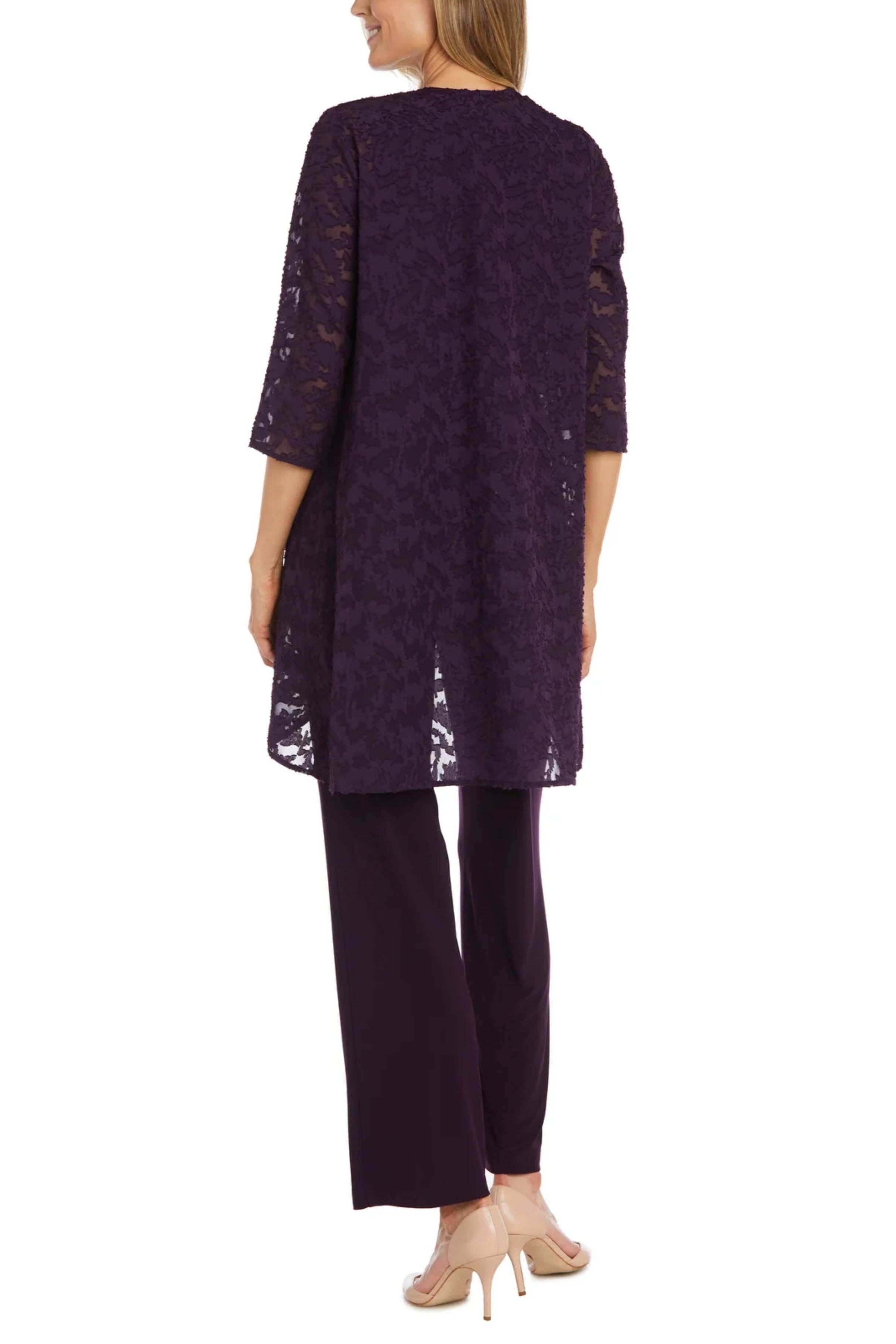 EGGPLANT RM Richards Beaded Burnout Chiffon 3-Piece Set for wholesale on Faire1