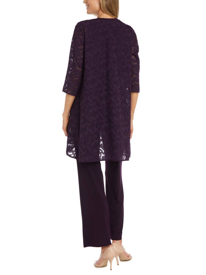 EGGPLANT RM Richards Beaded Burnout Chiffon 3-Piece Set for wholesale on Faire1